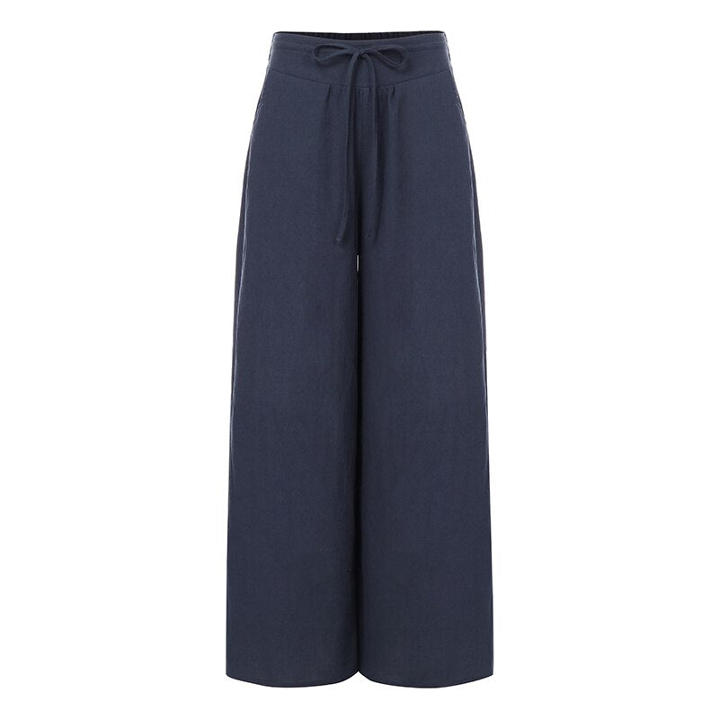 Pantalon large taille haute vintage pour femme Celmia 2023 Navy