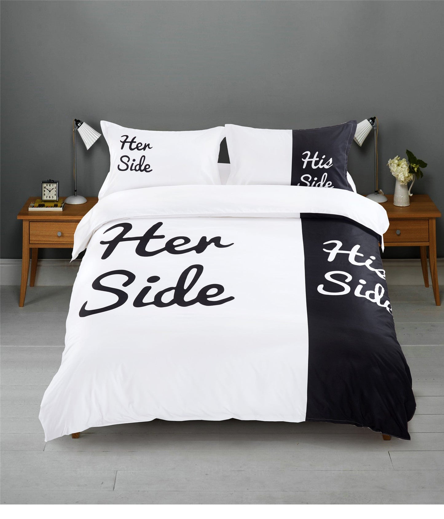 "Parure De Lit Cat Side Noir Et Blanc"