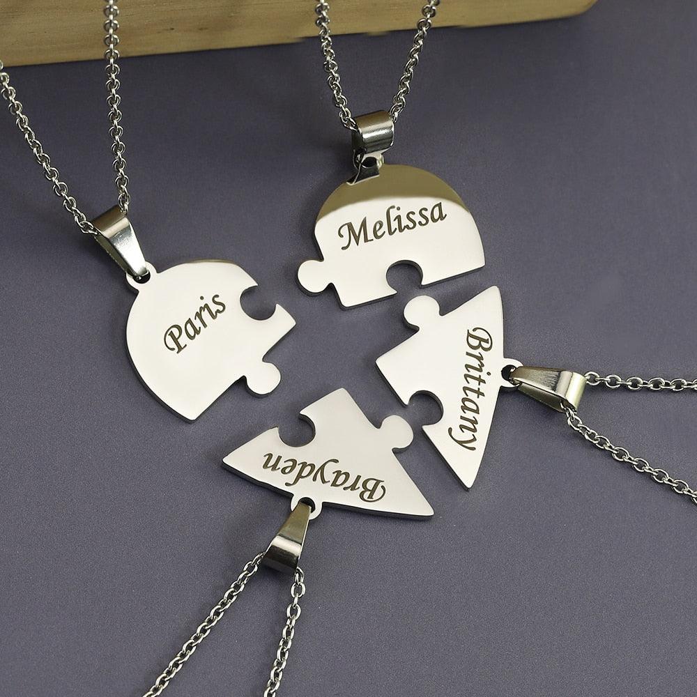 Personnalisez votre collier cœur avec un puzzle gravé