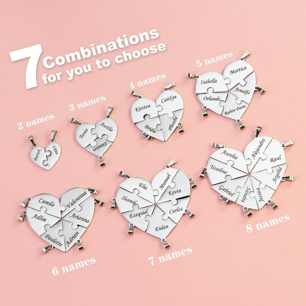 Personnalisez votre collier cœur avec un puzzle gravé