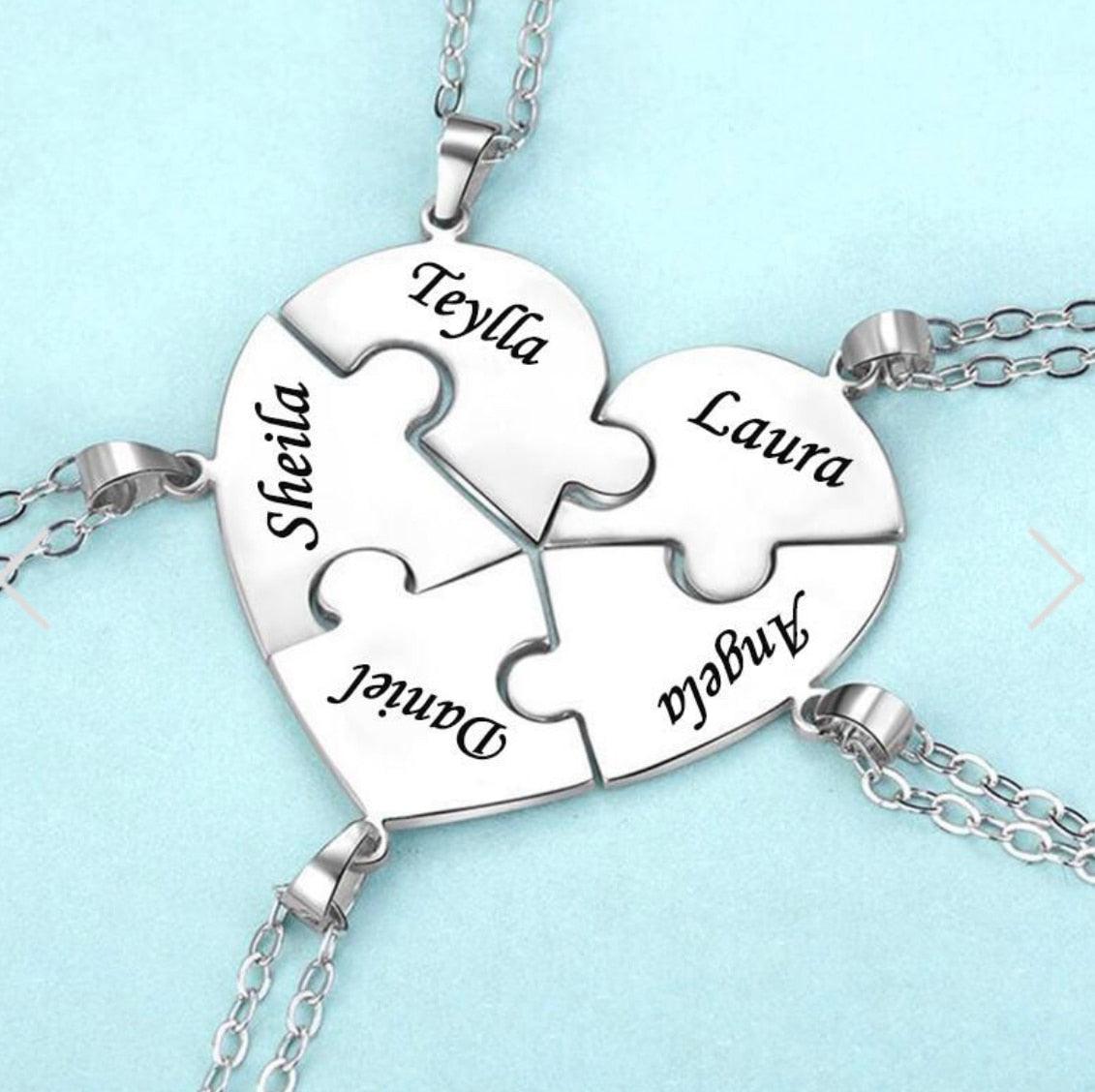 Personnalisez votre collier cœur avec un puzzle gravé