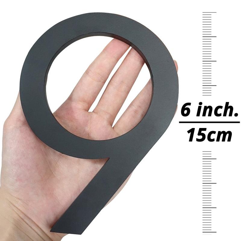 "Plaque d'adresse flottante noire pour maison, chiffres modernes de 15cm"