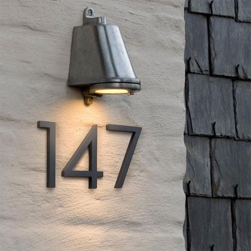 "Plaque d'adresse flottante noire pour maison, chiffres modernes de 15cm"