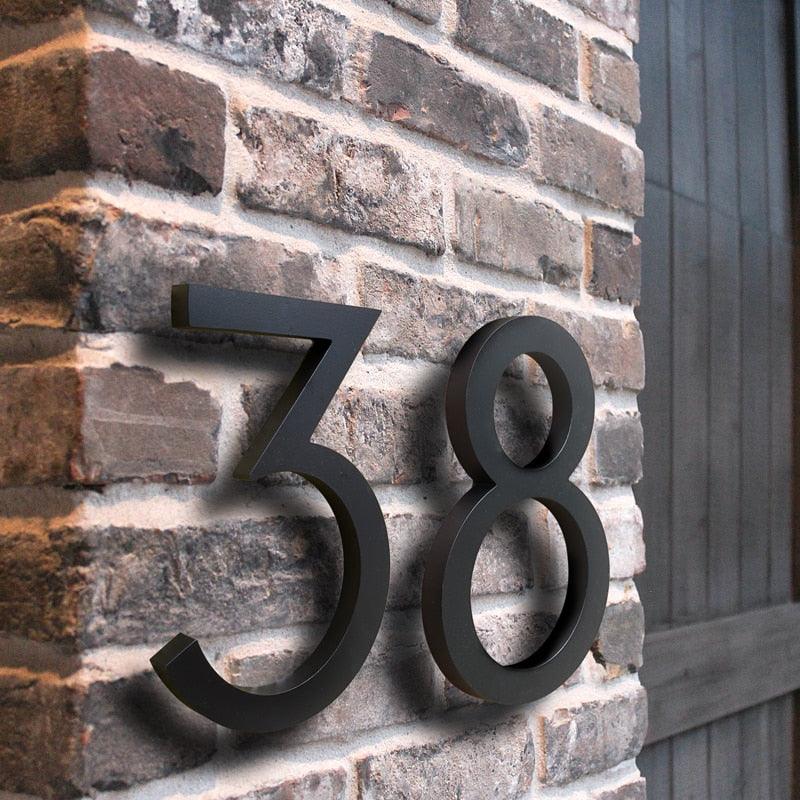 "Plaque d'adresse flottante noire pour maison, chiffres modernes de 15cm"