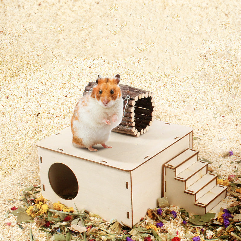 Plateforme de balançoire en bois naturel pour hamster - AOMshop