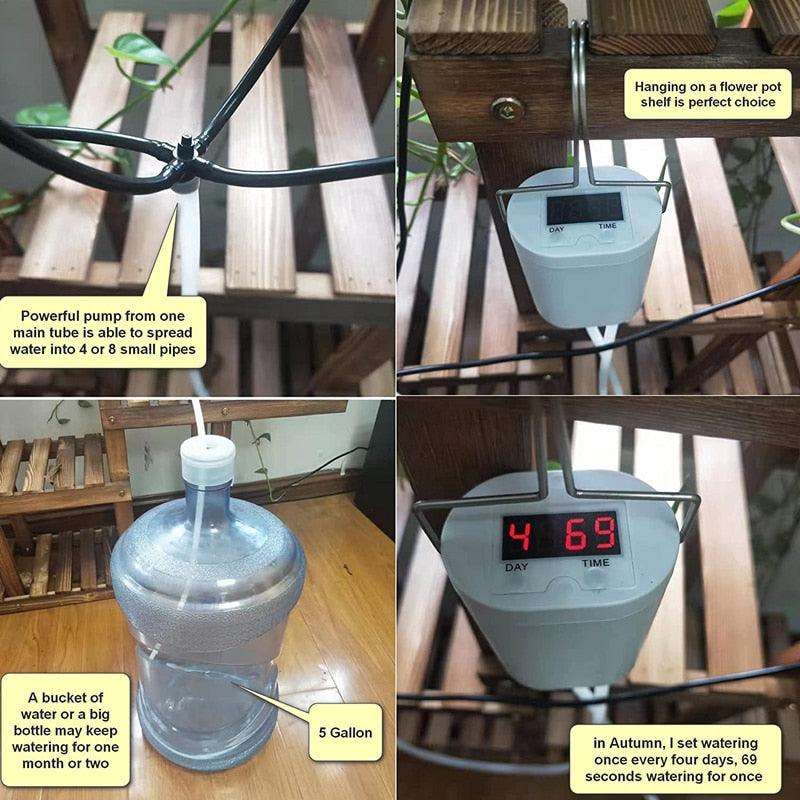 Pompe d'arrosage automatique pour plantes - Contrôleur de goutte-à-goutte à tête multiple