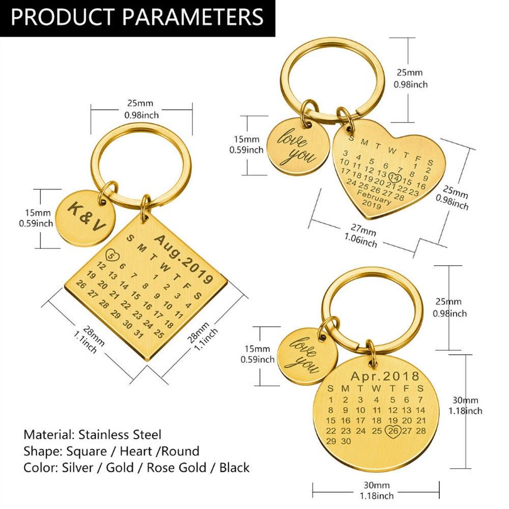 Porte-clés calendrier personnalisé sculpté à la main