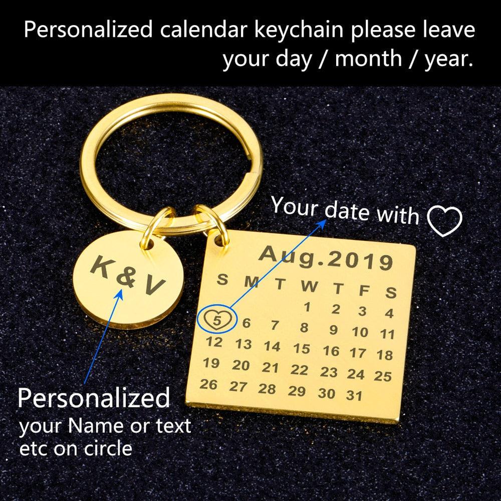 Porte-clés calendrier personnalisé sculpté à la main