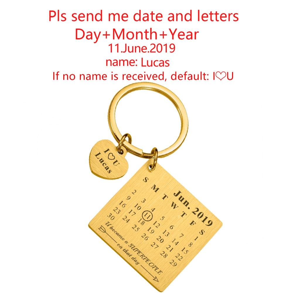 Porte-clés calendrier personnalisé sculpté à la main MP38PJ14-GDY5-DZ1167