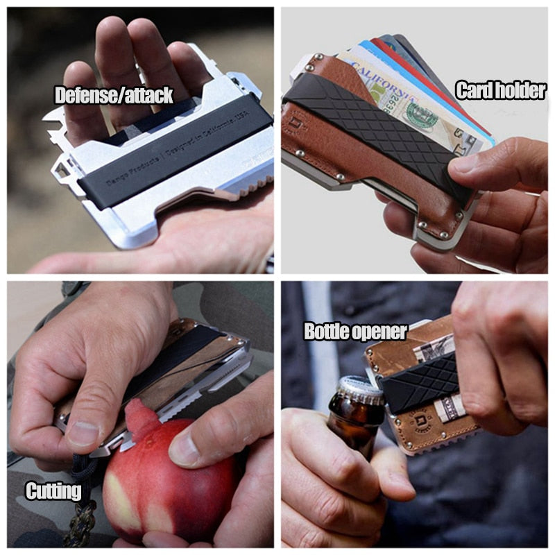 "Portefeuille EDC tactique avec pince métallique et décapsuleur"