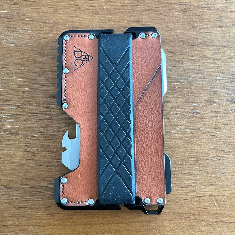 "Portefeuille EDC tactique avec pince métallique et décapsuleur" Black and brown