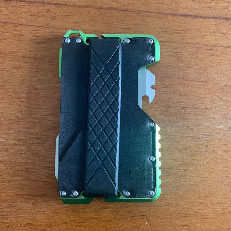"Portefeuille EDC tactique avec pince métallique et décapsuleur" Green