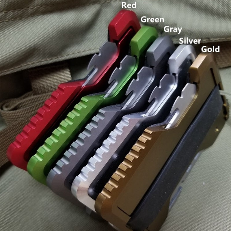 "Portefeuille EDC tactique avec pince métallique et décapsuleur"