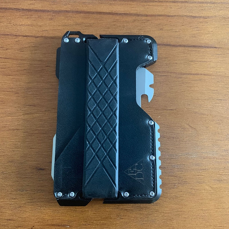 "Portefeuille EDC tactique avec pince métallique et décapsuleur" Black