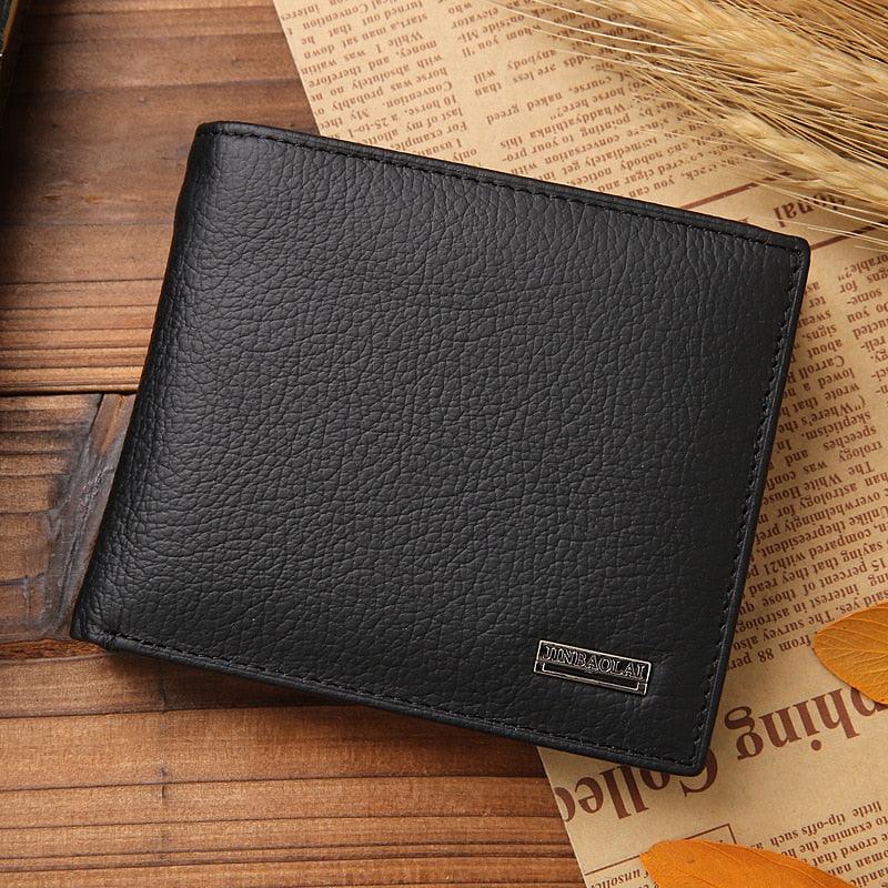 "Portefeuille homme en cuir véritable - Portefeuille en cuir de vache noir premium" Black