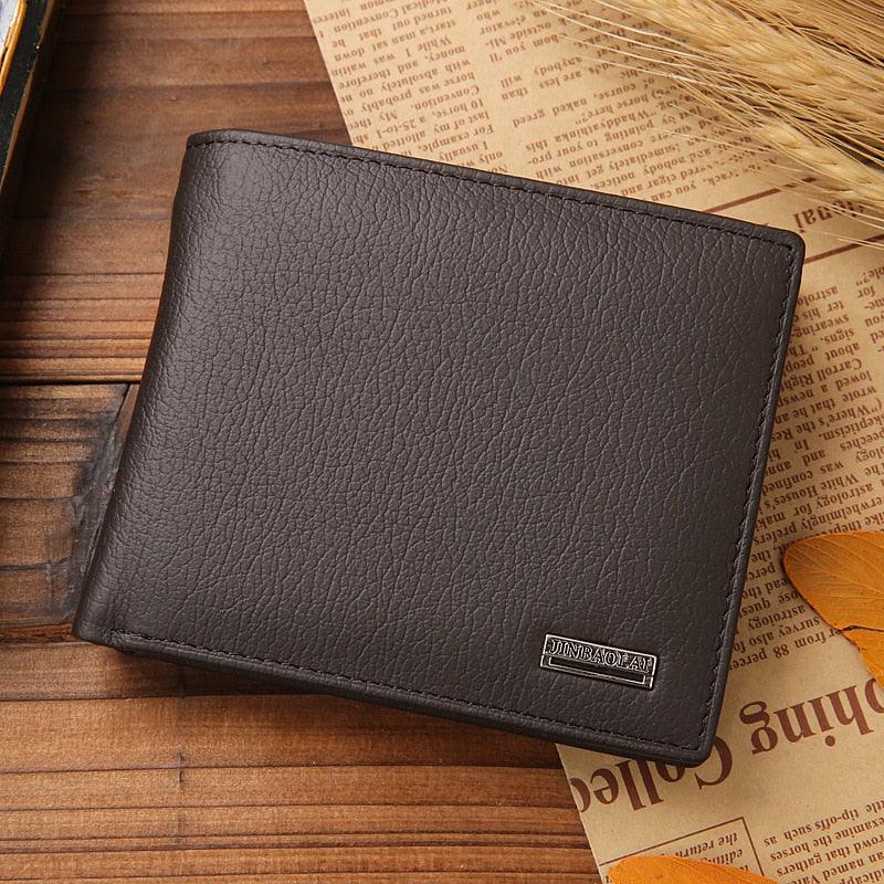 "Portefeuille homme en cuir véritable - Portefeuille en cuir de vache noir premium"