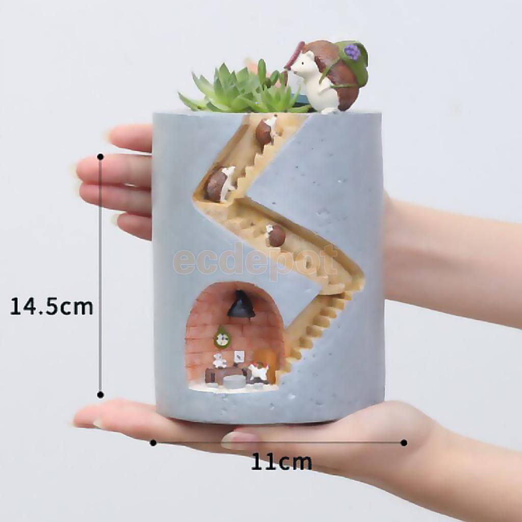 Pot de fleurs en résine avec design Hérisson
