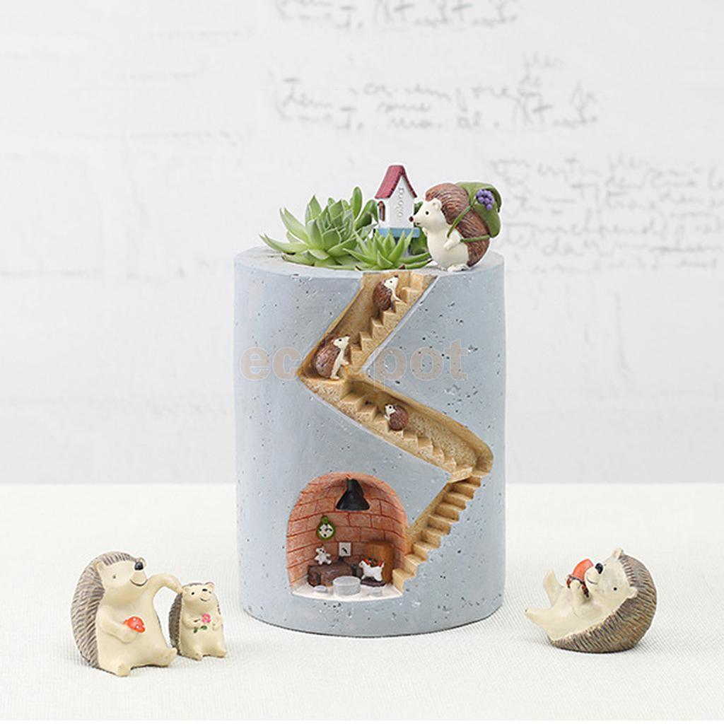 Pot de fleurs en résine avec design Hérisson