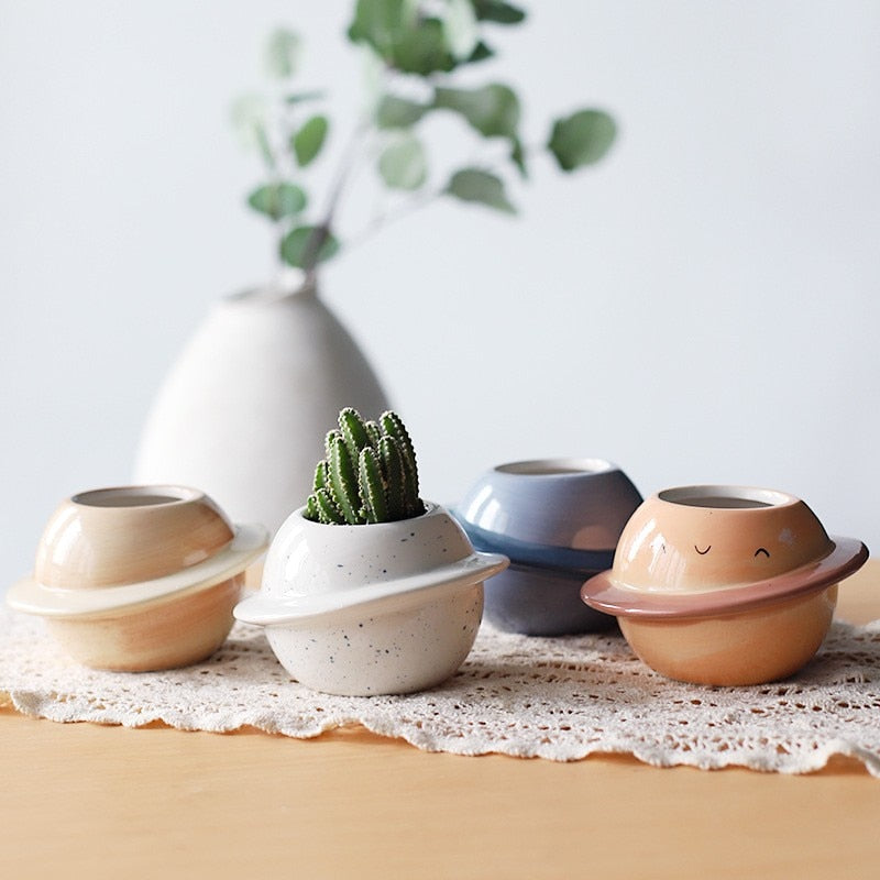 "Pot en céramique pour plantes succulentes - Décoration de balcon et de bureau"