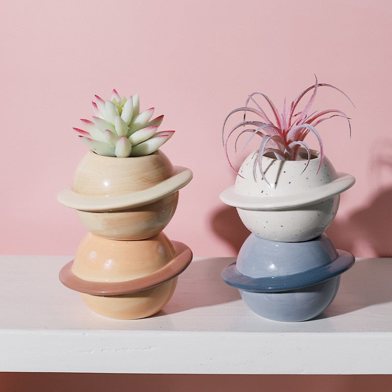 "Pot en céramique pour plantes succulentes - Décoration de balcon et de bureau"