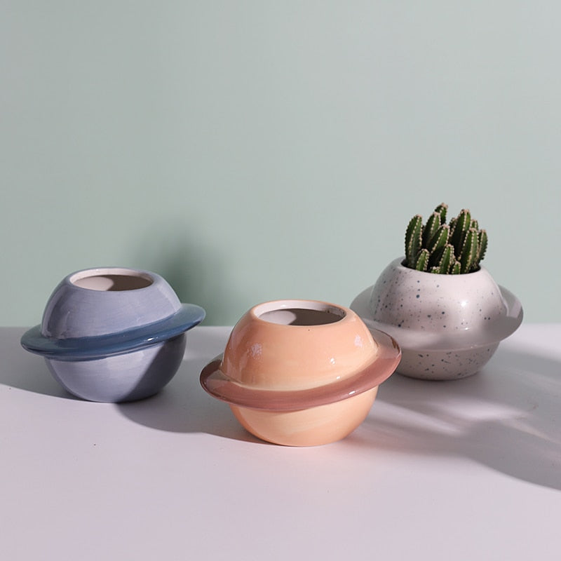 "Pot en céramique pour plantes succulentes - Décoration de balcon et de bureau"