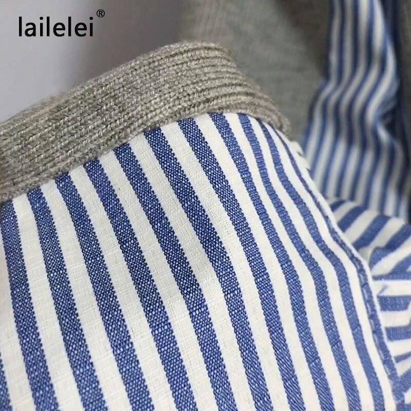 Pull boutonné à patchwork pour femmes | Cardigan en laine rayé