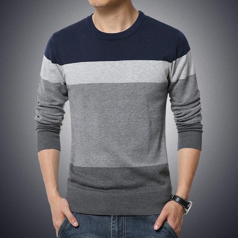 Pulls Homme - Sweater Rayé O-Neck Slim Fit Navy