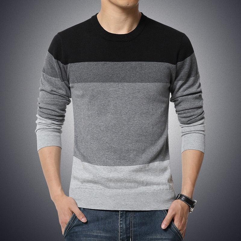 Pulls Homme - Sweater Rayé O-Neck Slim Fit Black