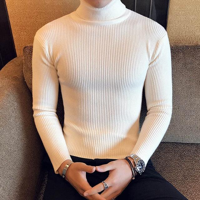 Pulls à col roulé pour hommes White-1