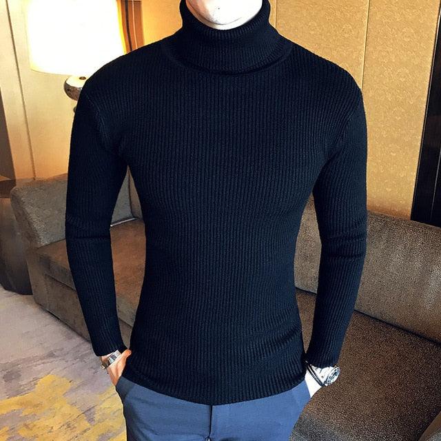 Pulls à col roulé pour hommes Black-1