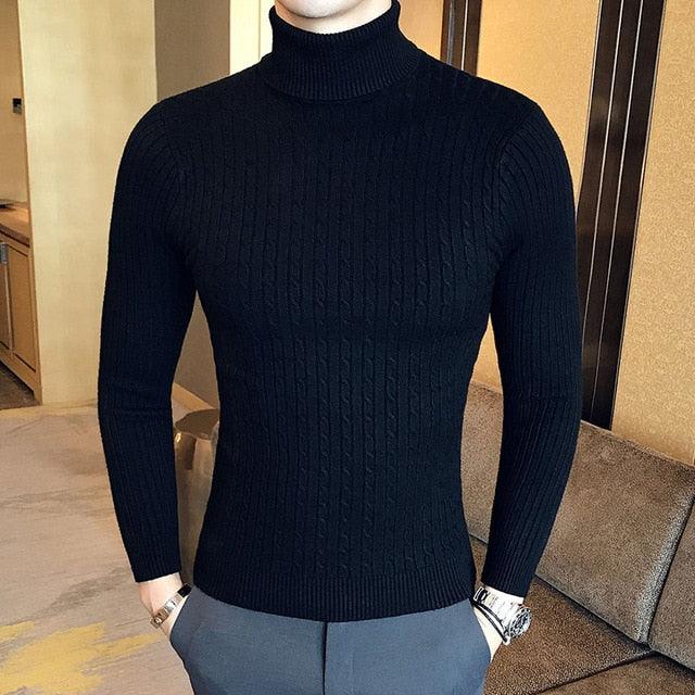 Pulls à col roulé pour hommes Black-2