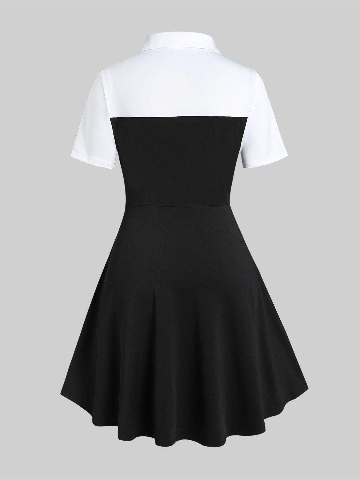 ROSEGAL Robe col chemise color block pour femmes XXXL