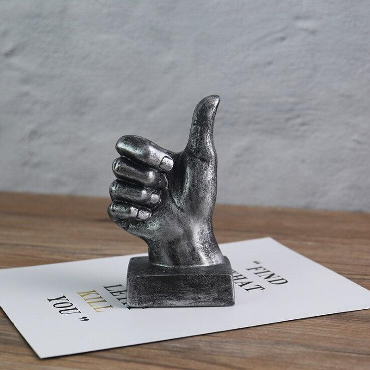 Résine geste doigt Figurines américain Silver Good Statue
