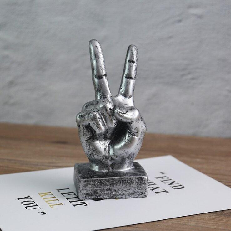 Résine geste doigt Figurines américain Silver Yeah Statue