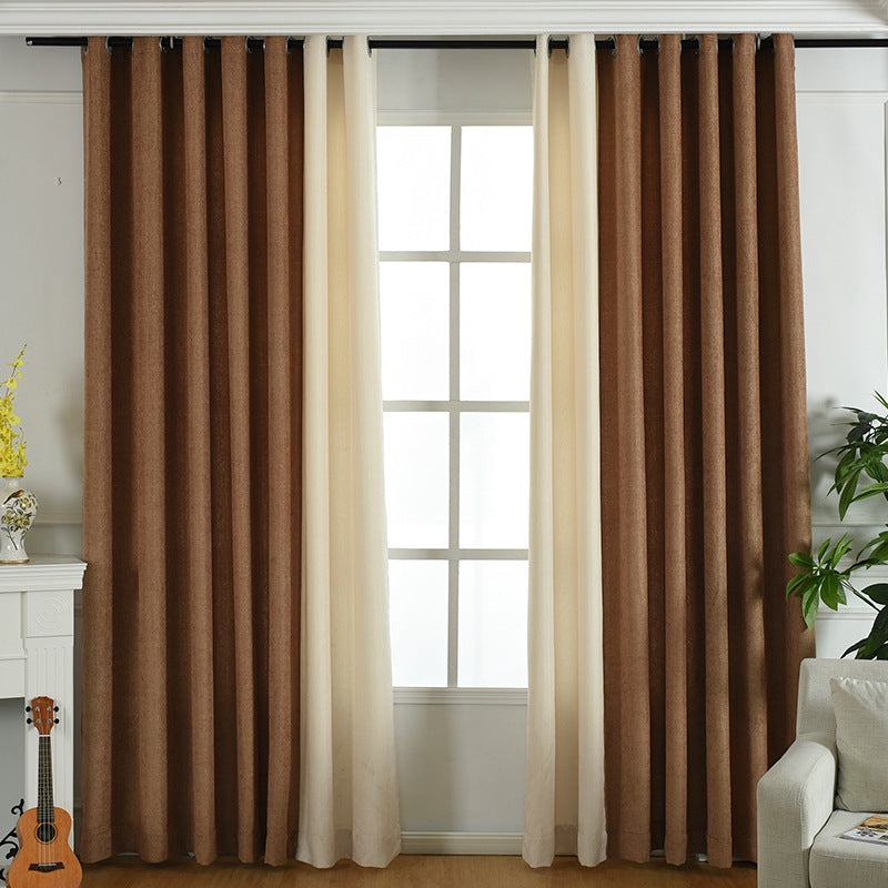 "Rideaux chenille solides et opaques pour salon et chambre - AOMshop" Coffee