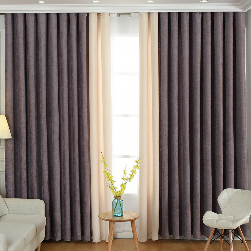 "Rideaux chenille solides et opaques pour salon et chambre - AOMshop" Brown