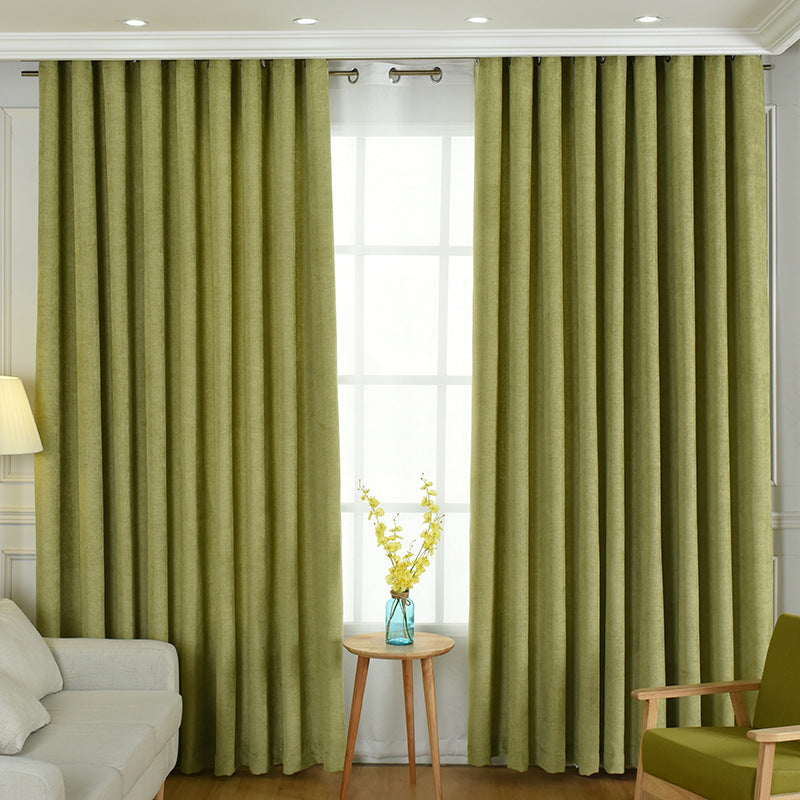 "Rideaux chenille solides et opaques pour salon et chambre - AOMshop" Green