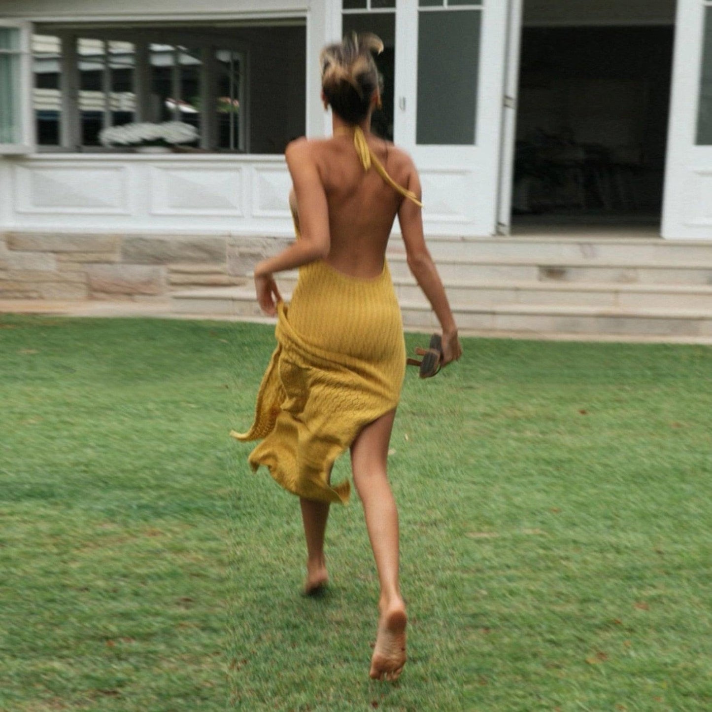 "Robe Maxi Sexy Sans Manches Halter Dos Nu pour Femme"
