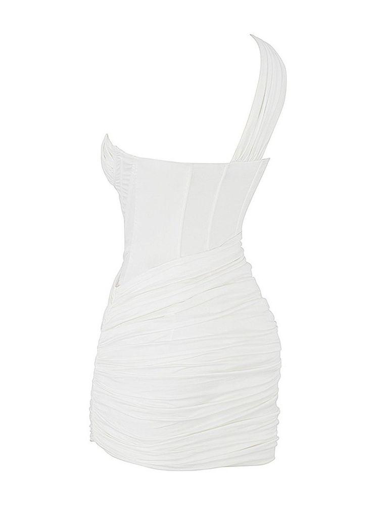Robe Mini Blanche à Une Épaule Sexy pour Femmes