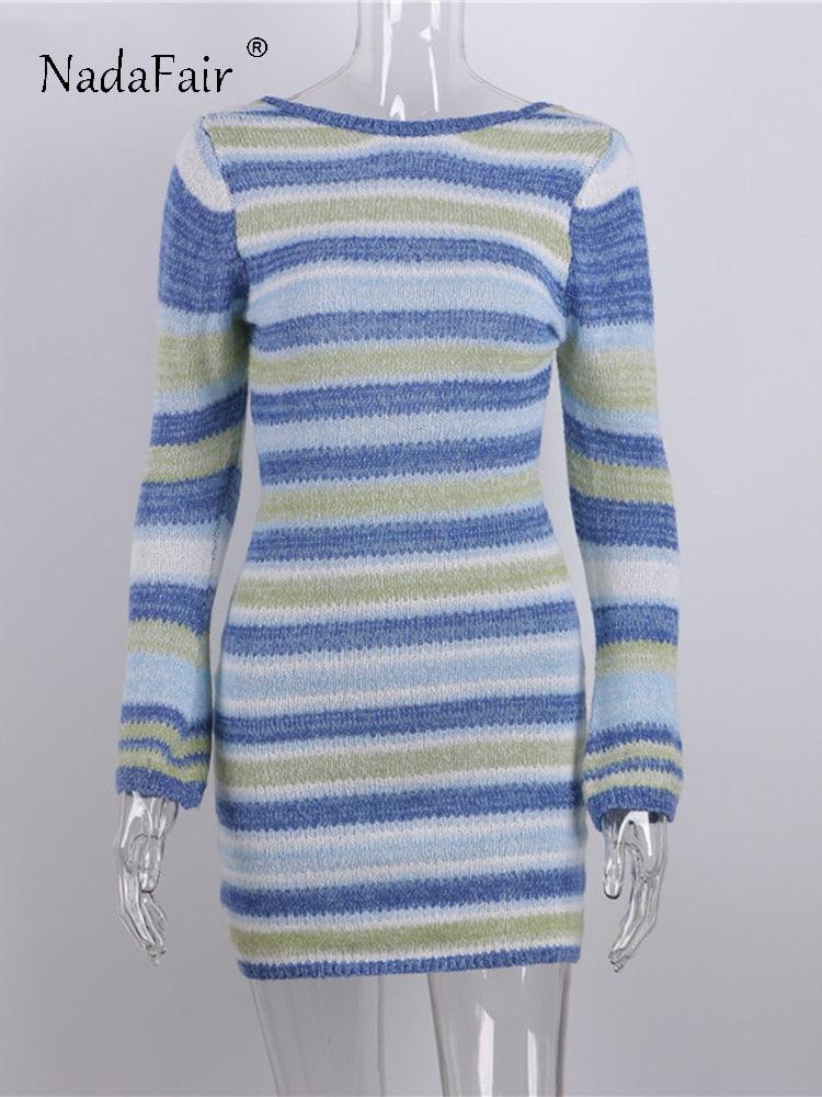 "Robe Pull en Tricot Femme - Sexy Dos Nu et Coupe Moulante