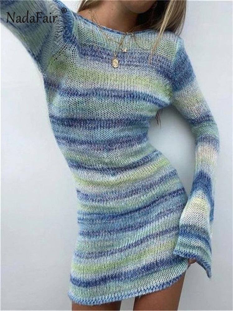 "Robe Pull en Tricot Femme - Sexy Dos Nu et Coupe Moulante