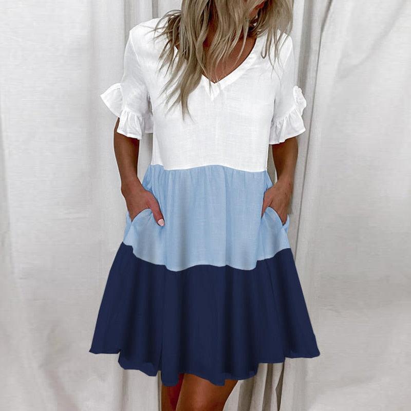 Robe courte à imprimé floral avec volants pour femme Style 9