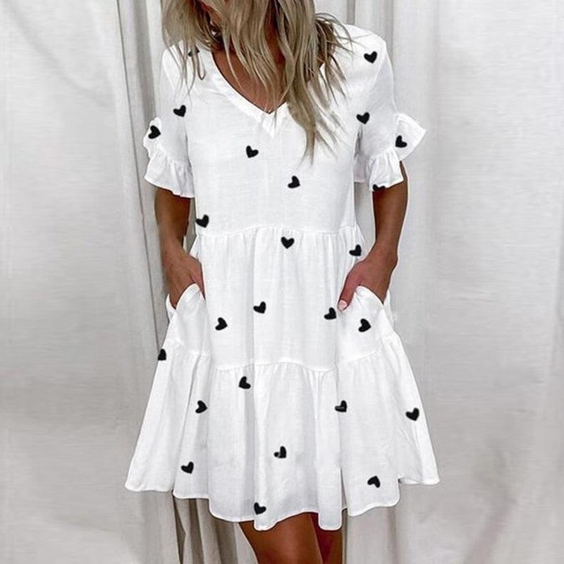 Robe courte à imprimé floral avec volants pour femme Style 11
