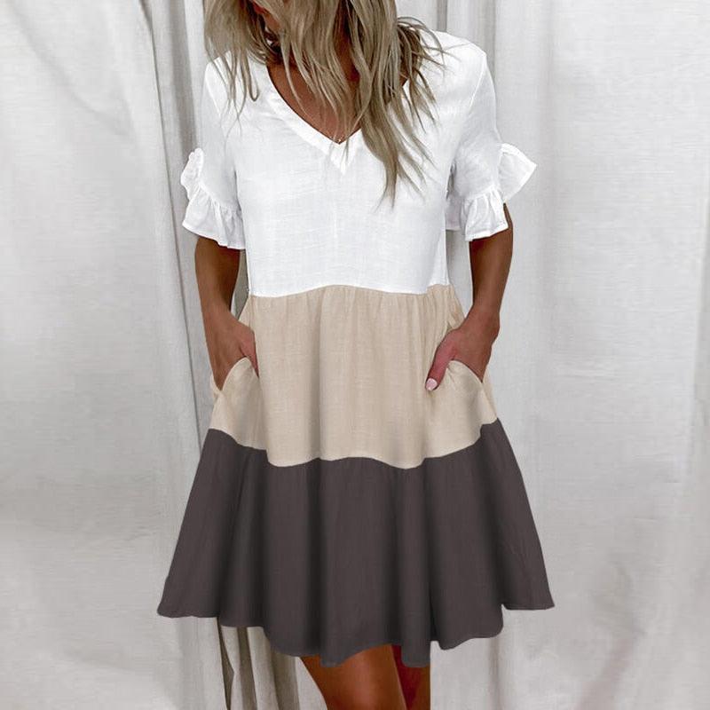 Robe courte à imprimé floral avec volants pour femme Style 7