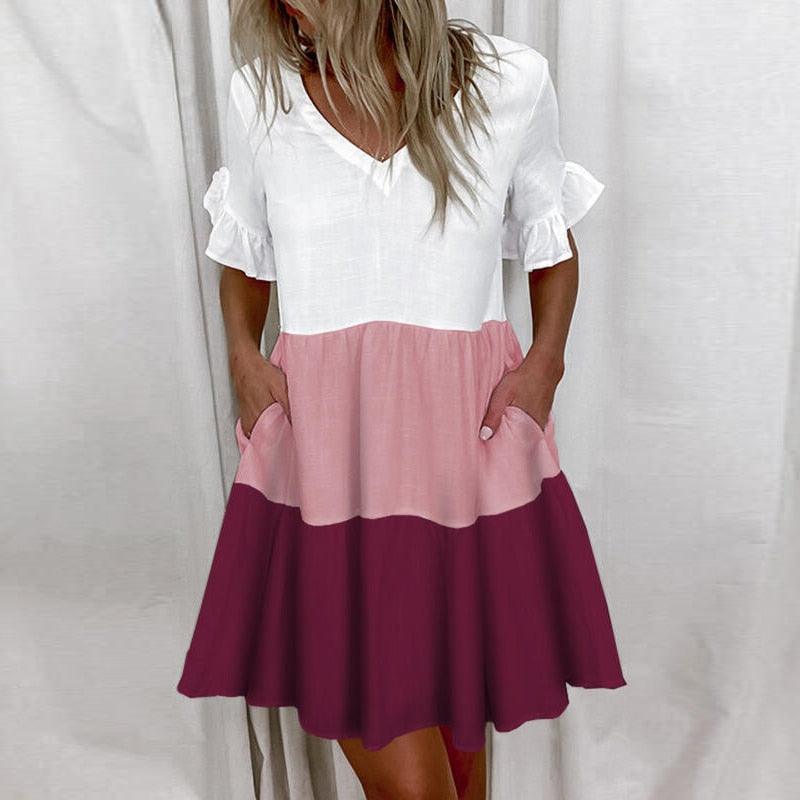 Robe courte à imprimé floral avec volants pour femme