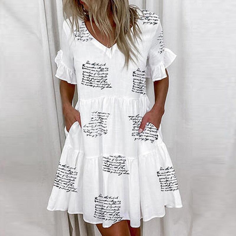 Robe courte à imprimé floral avec volants pour femme Style 1