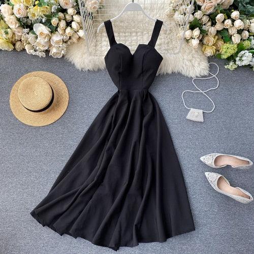 Robe d'été rouge décolleté en V dos nu sexy 2022 pour femme Black
