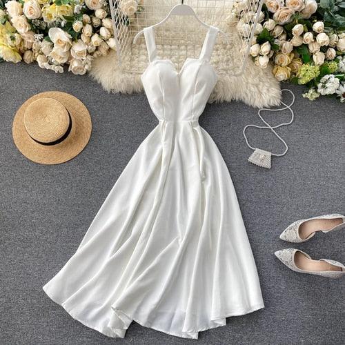 Robe d'été rouge décolleté en V dos nu sexy 2022 pour femme White