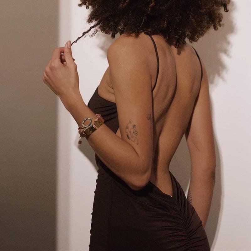 "Robe d'été sexy Cryptographic à bretelles et dos nu pour femme