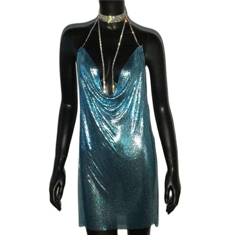 Robe de soirée sexy à paillettes dorées AKYZO pour femme 07